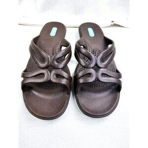 OKA B Size M/L (8.5-9.5) Women's Chocolate Brown Rubber Slide Flat Sandals USA